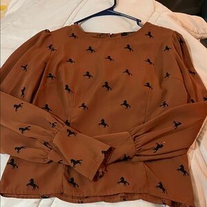 Forever 21 Brown Horse Print Blouse
